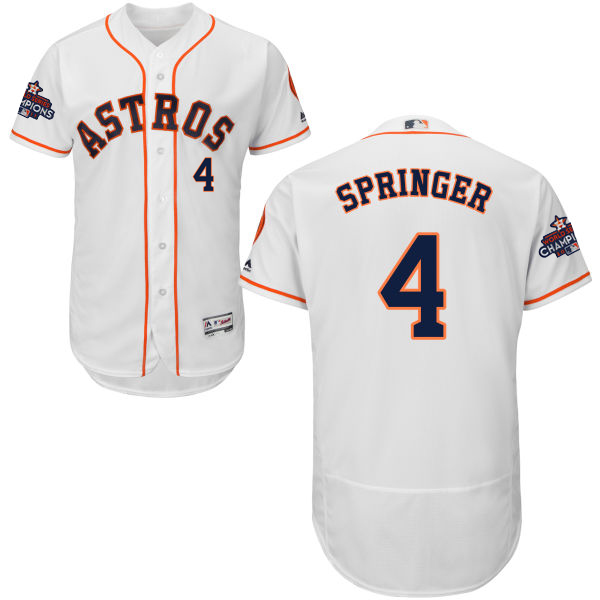 Astros #4 George Springer White Flexbase Authentic Collection World Series Champions Stitched MLB Jersey